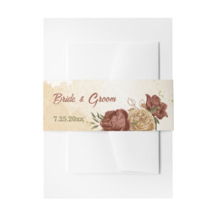 terracotta earthy floral greenery wedding invitation belly band