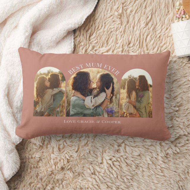Terracotta elegant arch multi photo best mum lumbar pillow (Blanket)