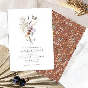 Terracotta Elegant Boho Monogrammed Save The Date