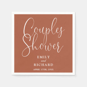 Terracotta Elegant Couples Bridal Wedding Shower Napkin