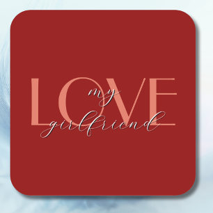 Terracotta Elegant LOVE Red Velvet Valentine Square Sticker