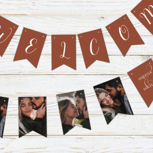 Terracotta Elegant Photo Calligraphy Script Simple Bunting Flags