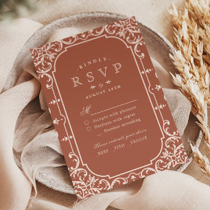 Terracotta elegant romantic vintage wedding RSVP