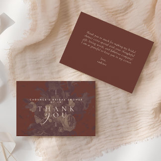 Terracotta Elegant Rustic Floral Bridal Shower Thank You Card