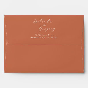 Terracotta Elegant Script 5x7 Wedding Invitation Envelope