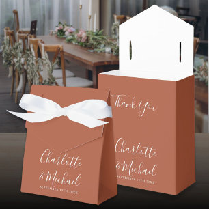 Terracotta Elegant Script Wedding Favor Box