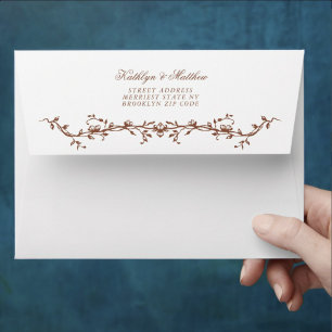 Terracotta Elegant Vintage Floral Wedding Envelope
