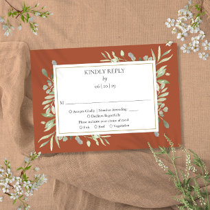 Terracotta Elegant Watercolour Greenery RSVP Card