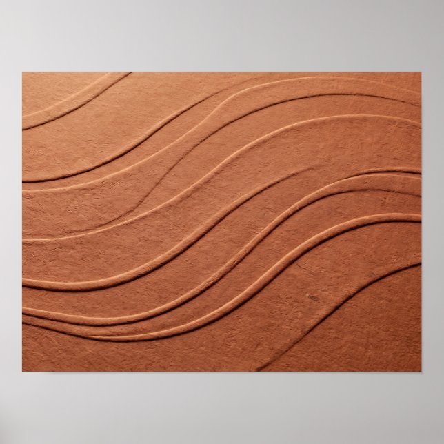 Terracotta Embossed Wave Texture Poster (Front)