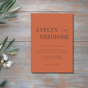 Terracotta & Espresso Minimalist Simple Wedding Invitation
