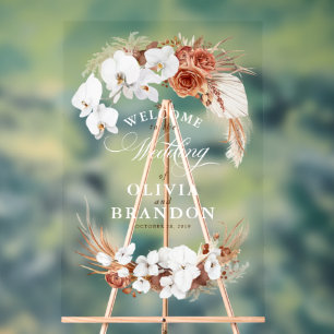 Terracotta et Boho blanc Mariage Floral Bienvenue