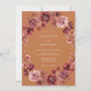 Terracotta Ethereal Blossom Wedding Invitation