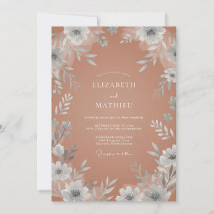Terracotta Ethereal Floral Wedding Invitation
