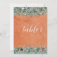 Terracotta Eucalyptus Burgundy Orange Floral Table