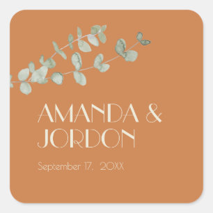 Terracotta Eucalyptus Deco Wedding Seal Sticker