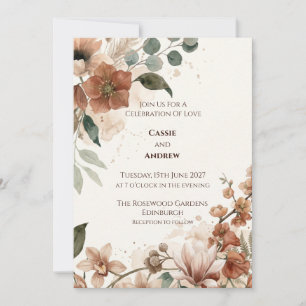 Terracotta Eucalyptus Watercolour Wedding Invitati Invitation