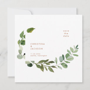 Terracotta Eucalyptus Wedding Square Save the Date