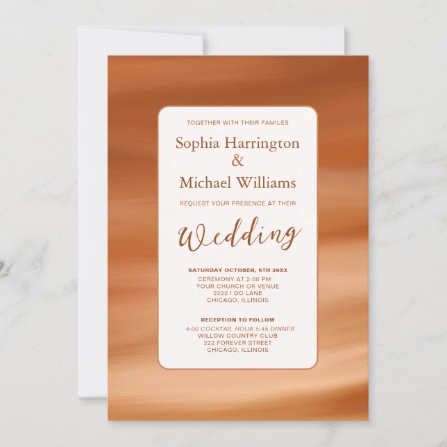 Terracotta Fall Autumn Wedding Invite QR Code  (Front)
