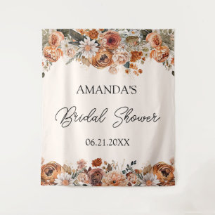 Terracotta Fall Bridal Shower Backdrop Tapestry