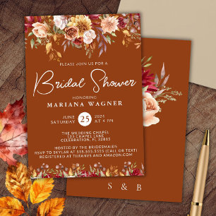 Terracotta Fall Floral Bridal Shower Invitation