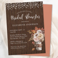 Terracotta Fall Floral Mason Jar Bridal Shower