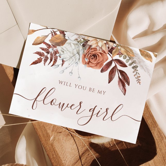 Terracotta Fall Foliage Flower Girl Proposal Invitation (Creator Uploaded)
