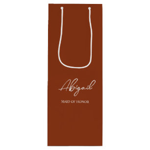 Terracotta Fall Personalized Name Wedding Party Wine Gift Bag