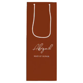 Terracotta Fall Personalized Name Wedding Party Wine Gift Bag