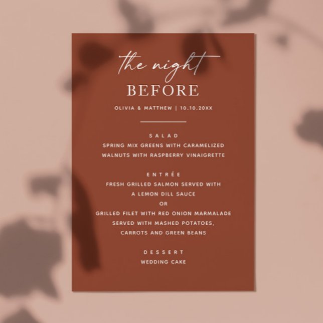 Terracotta Fall Rehearsal Dinner | Night Before Menu (Creator Uploaded)