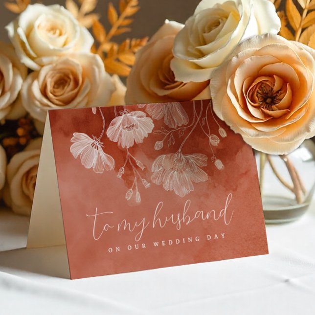 Terracotta Fall Wedding Day Card for Husband (To My Husband Wedding Day Card)