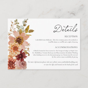 Terracotta Fall Wedding Details Card