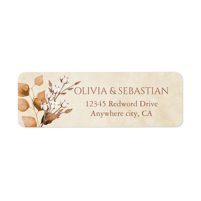 Terracotta Fall Wedding Return Address Label (Front)