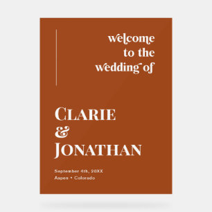 Terracotta Fall Wedding Welcome  Acrylic Sign