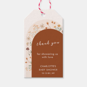 Terracotta Fall Wildflower Arch Baby Shower Gift Tags