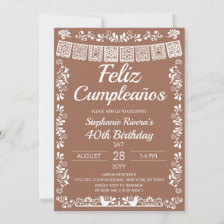 Terracotta Feliz Cumpleaños 40th Birthday  Invitation