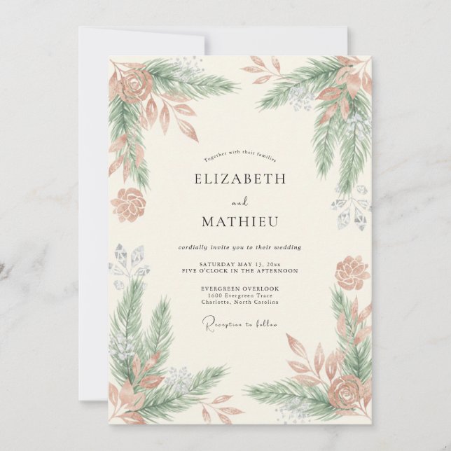 Terracotta Fern Wedding Invitation (Front)