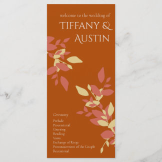 Terracotta Feuilles Programme de mariage moderne