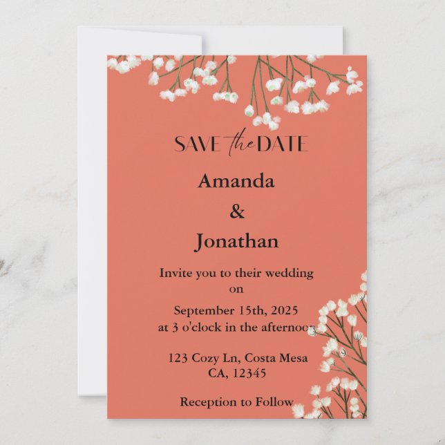 Terracotta Field Flowers Wedding Save the Date Invitation (Front)