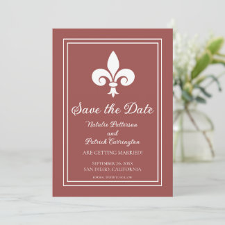 Terracotta Fleur de Lis Save the Date Invite