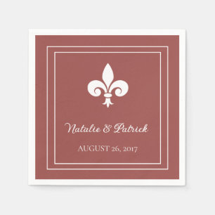 Terracotta Fleur de Lis Wedding Paper Napkins