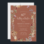 Terracotta Floral 60th Birthday Party Invitation<br><div class="desc">This stylish & elegant 60th birthday invitation features gorgeous hand-painted watercolor wildflowers arranged as a lovely wreath with an elegant hand-lettered script. Find matching items in the Terracotta Boho Wildflower Wedding Collection.</div>