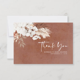 Terracotta Floral Boho Baby Shower Thank You Card