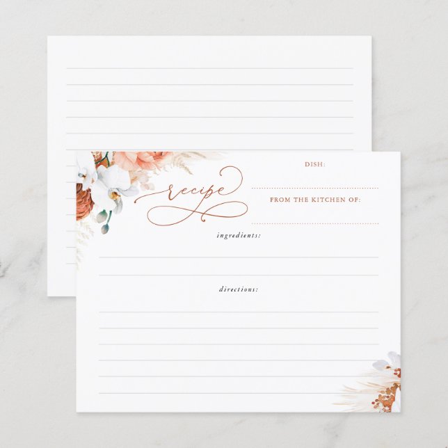 Terracotta Floral Boho Bridal Shower Recipe (Front/Back)