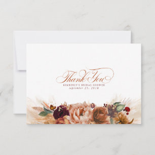 Terracotta Floral Boho Small Thank You Card