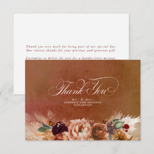 Terracotta Floral Boho Small Wedding Thank You Card