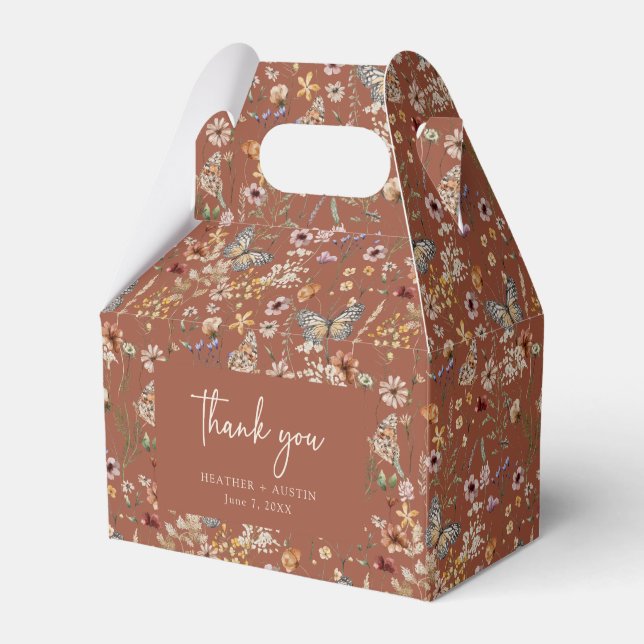 Terracotta Floral Boho Wedding Favour Box (Front Side)