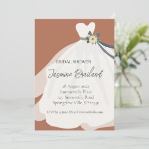 Terracotta  Floral Bride Gown Bridal Shower   Invitation