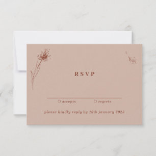 Terracotta Floral Brown Dandelion Kindly Reply Invitation