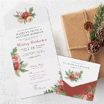Terracotta Floral Christmas Foliage Winter Wedding All In One Invitation<br><div class="desc">Elegant Terracotta Blush Pink White Floral Christmas Pine Foliage Winter Wedding All in One Invitation Card. Invite your family, friends and colleagues to celebrate your special day with this elegant, stylish and modern wedding Tri-fold invitation card. All the texts are pre-arranged for you to personalize easily and quickly with your...</div>