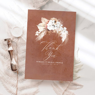 Terracotta Floral Elegant Small Thank You Card